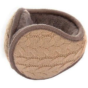 Unisex Khaki Warm Knit Cashmere Adjustable Wrap Outdoor Fur Earwarmer